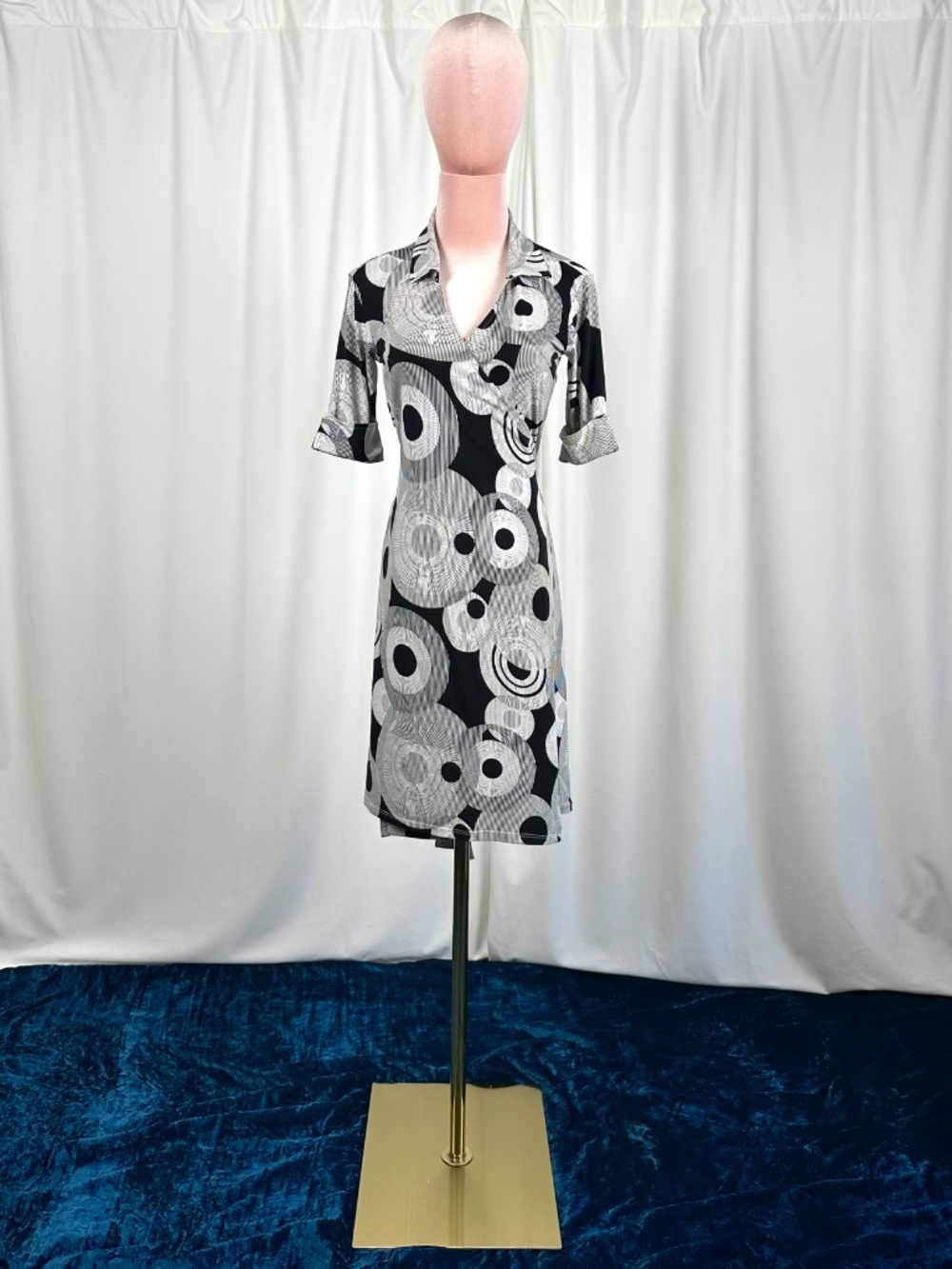 Vintage Y2K Intrigue New York Abstract Wrap Tie Dress XS/S - Picture 3 of 16